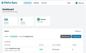 Mail in Sync Dashboard